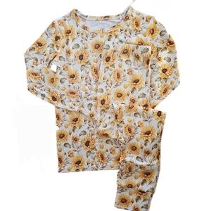 Kids BAMBOO Sunflower-Print Long Sleeve Pajama Set - Yellow
